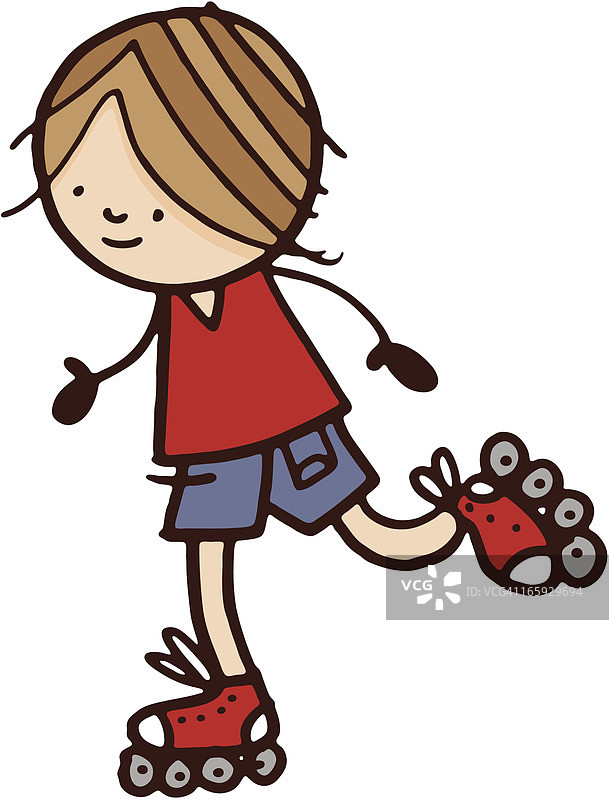 穿轮滑鞋或直排轮滑鞋的男孩图片素材