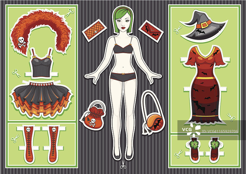 纸娃娃，万圣节系列图片素材