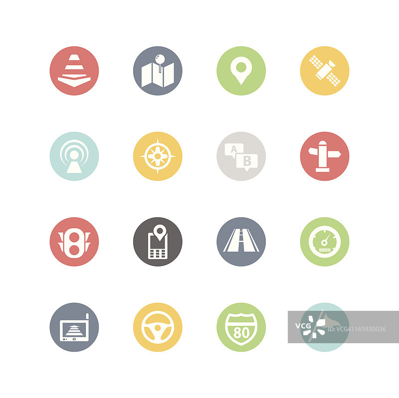 极简风格的交通和导航图标图片素材