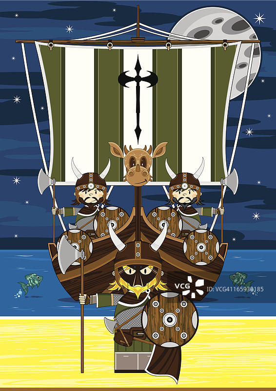 维京战士海滩场景图片素材