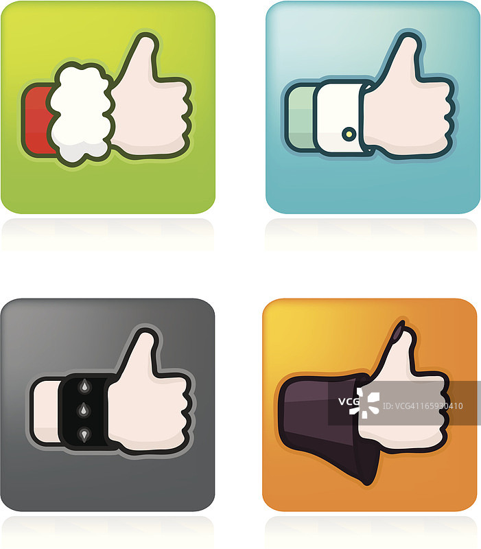 各种点赞手势图标集图片素材