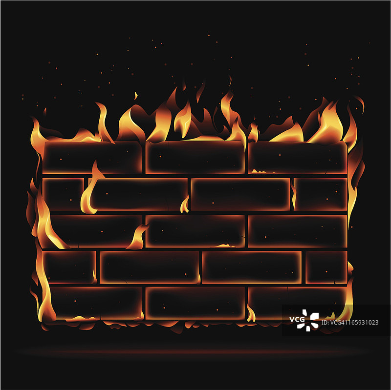 黑色背景上的防火墙图片素材