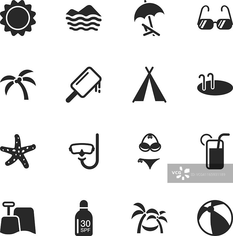 夏季剪影图标图片素材