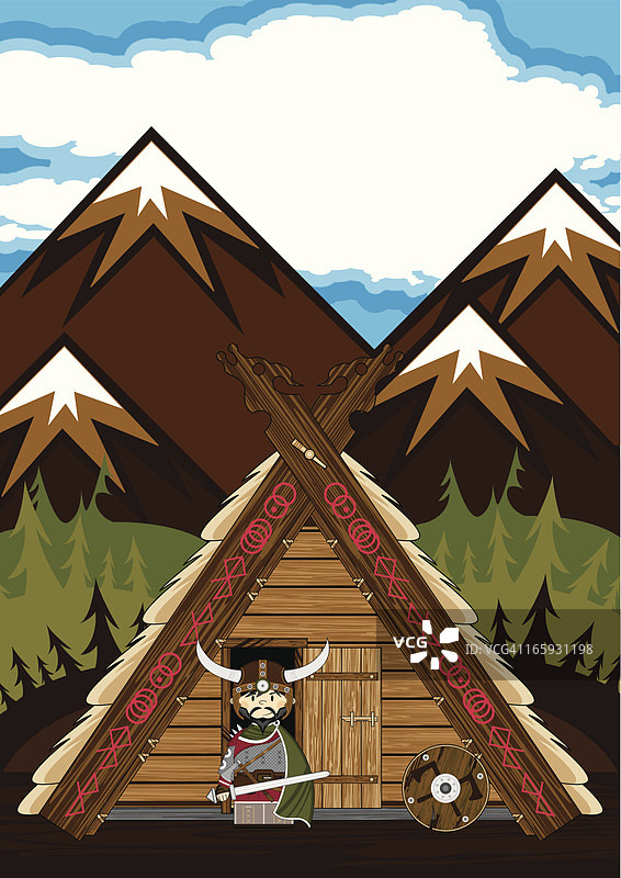 维京战士小屋场景图片素材