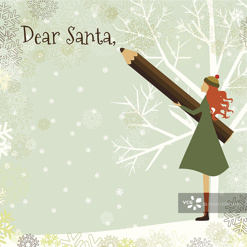 给圣诞老人的信和女孩图片素材