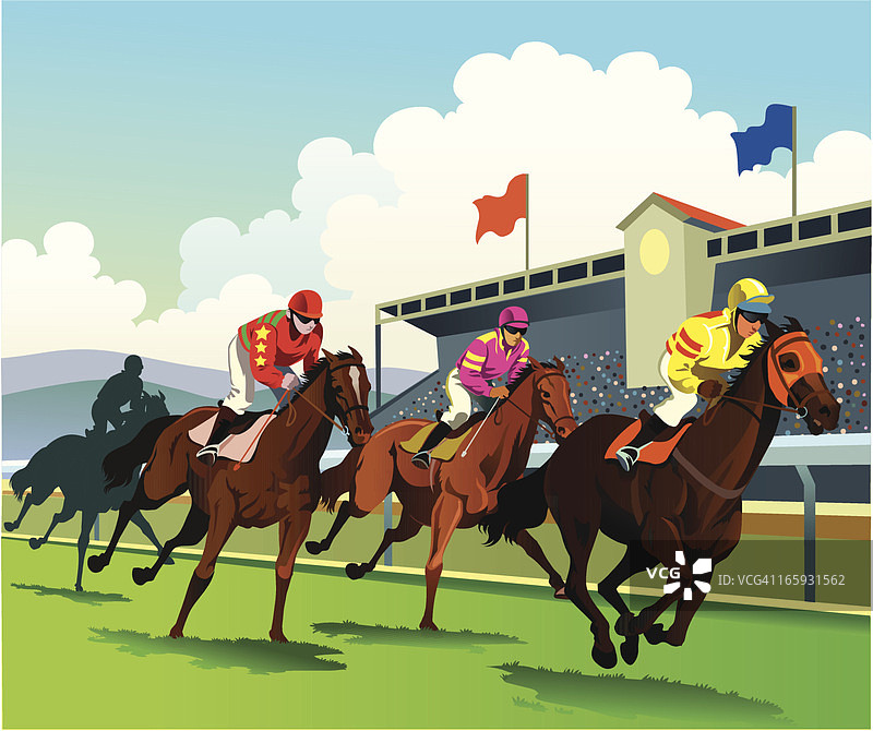 纯种马冲向终点线图片素材