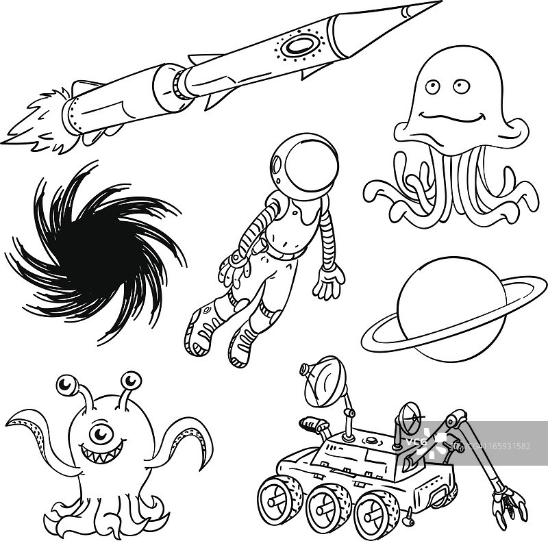 外太空与外星人主题素材图片素材