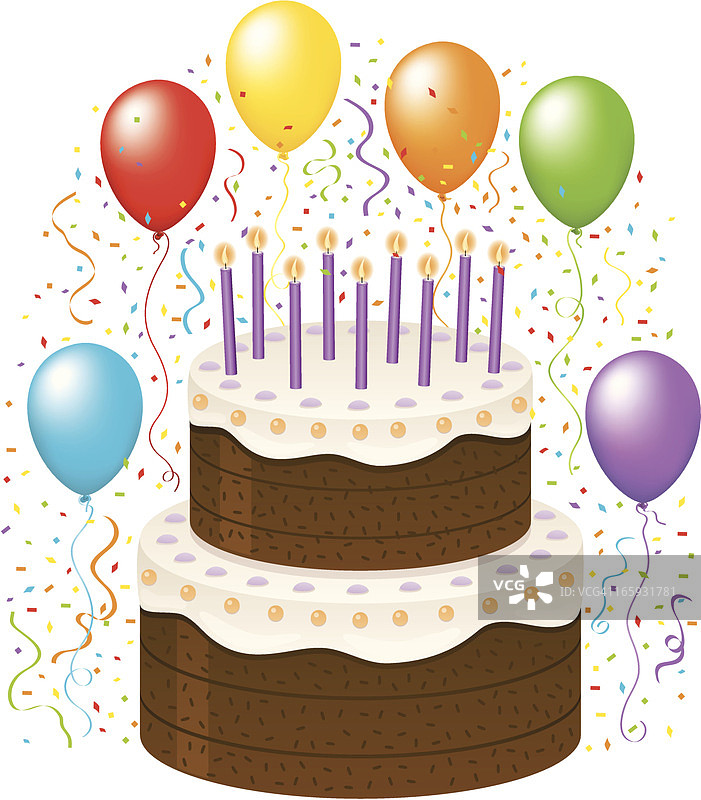 生日蛋糕和气球图片素材