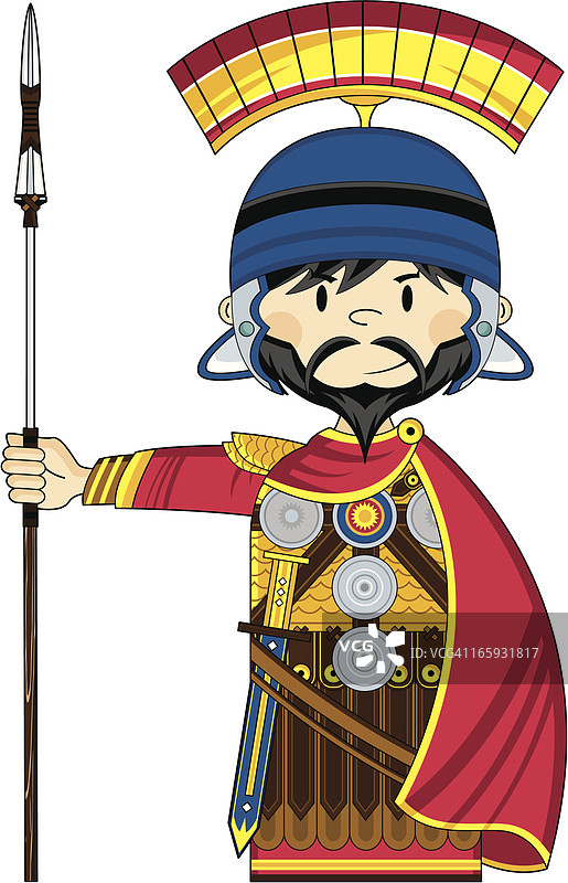 手持长矛的可爱罗马士兵图片素材