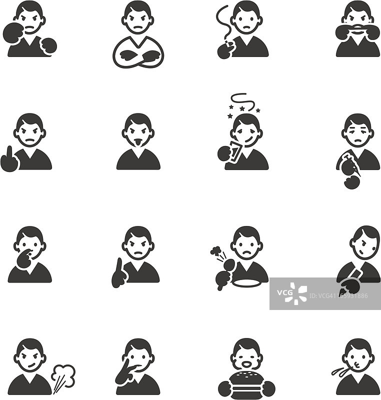 不良习惯和行为图标图片素材