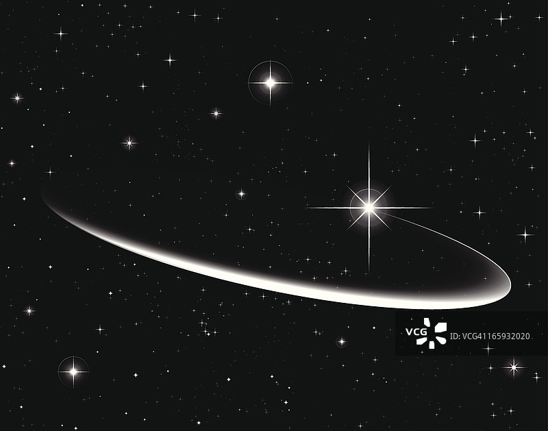 带椭圆光迹的简约矢量流星图片素材