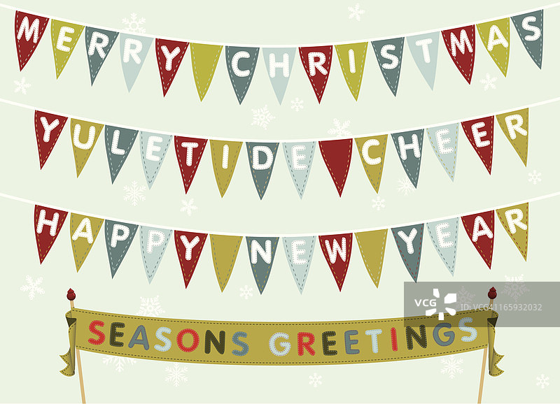 圣诞快乐，新年快乐彩旗图片素材