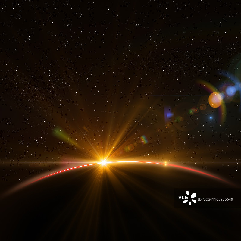 地球与冉冉升起的太阳图片素材