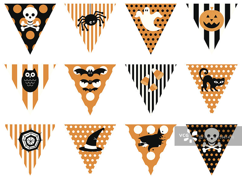 复古万圣节三角旗图标灵感图片素材