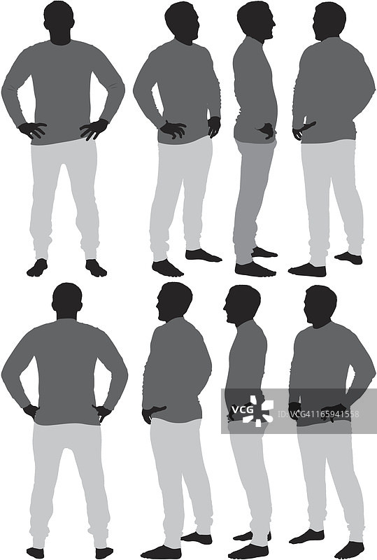 男子叉腰站立的多张图片图片素材