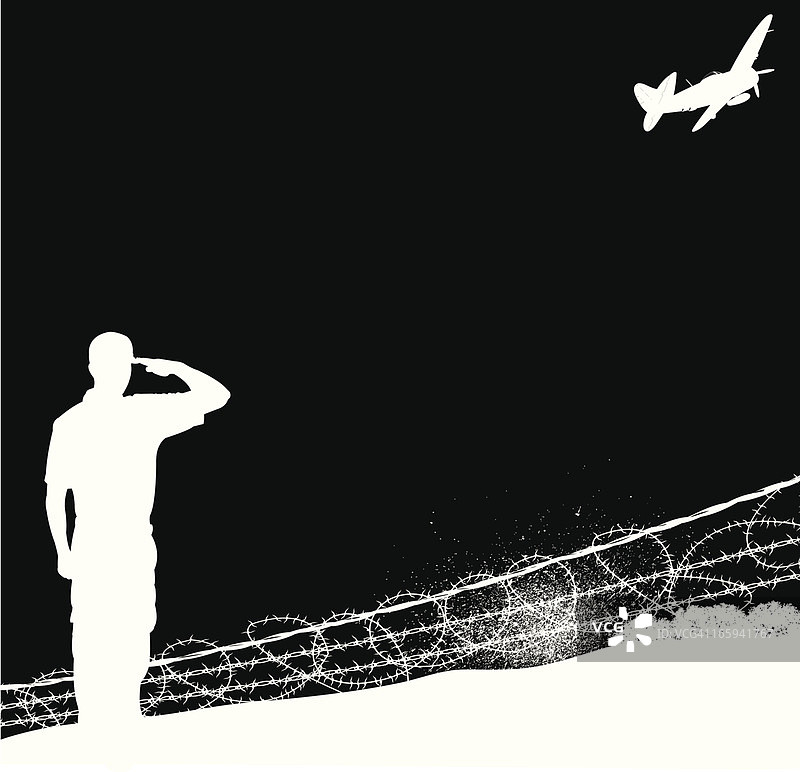 美国士兵向空军战机敬礼图片素材