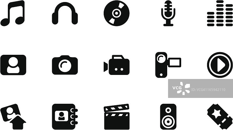 媒体图标. 简约黑色图片素材