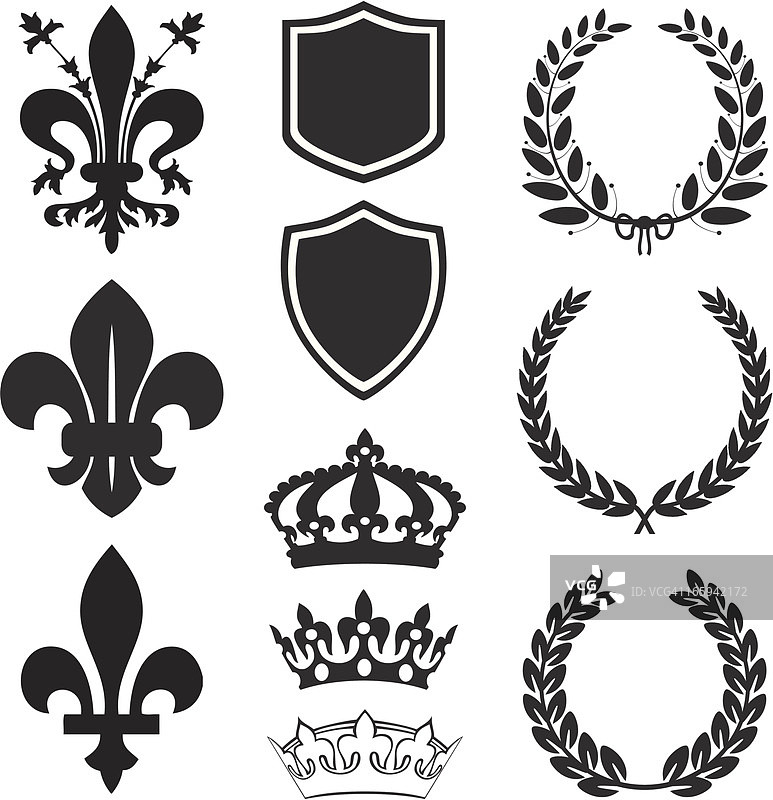 鸢尾花纹章套装图片素材