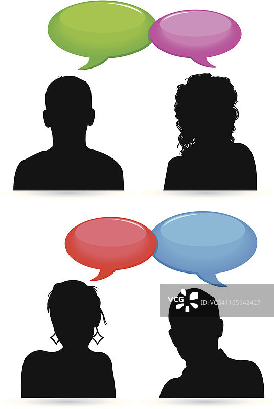 带有对话气泡的人们图片素材