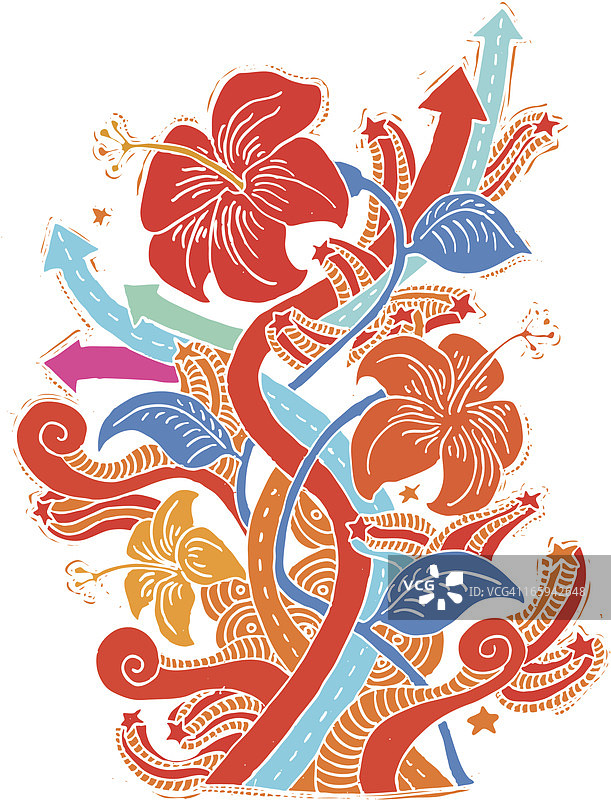 芙蓉花涂鸦图片素材