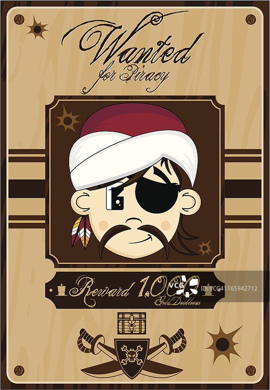 戴头巾的海盗悬赏海报图片素材