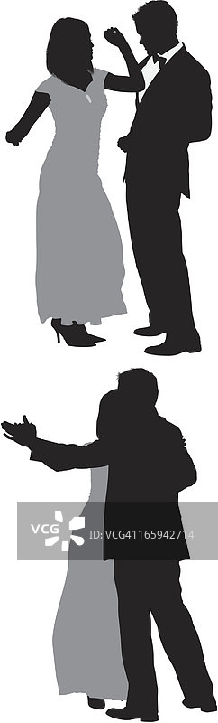 浪漫情侣跳舞的轮廓图片素材