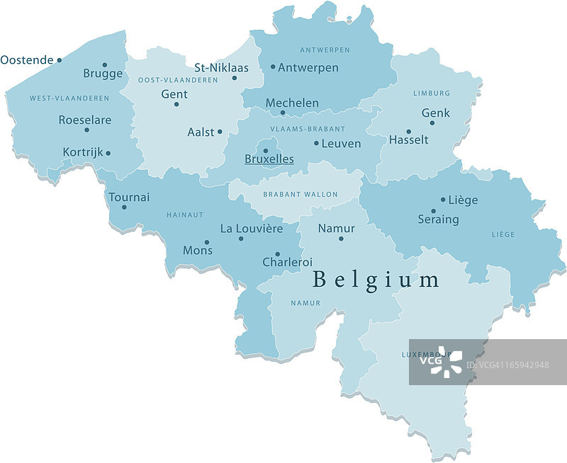 比利时矢量地图区域隔离图片素材