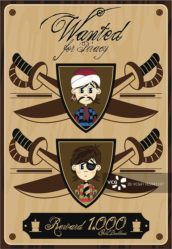 可爱的小海盗通缉海报图片素材