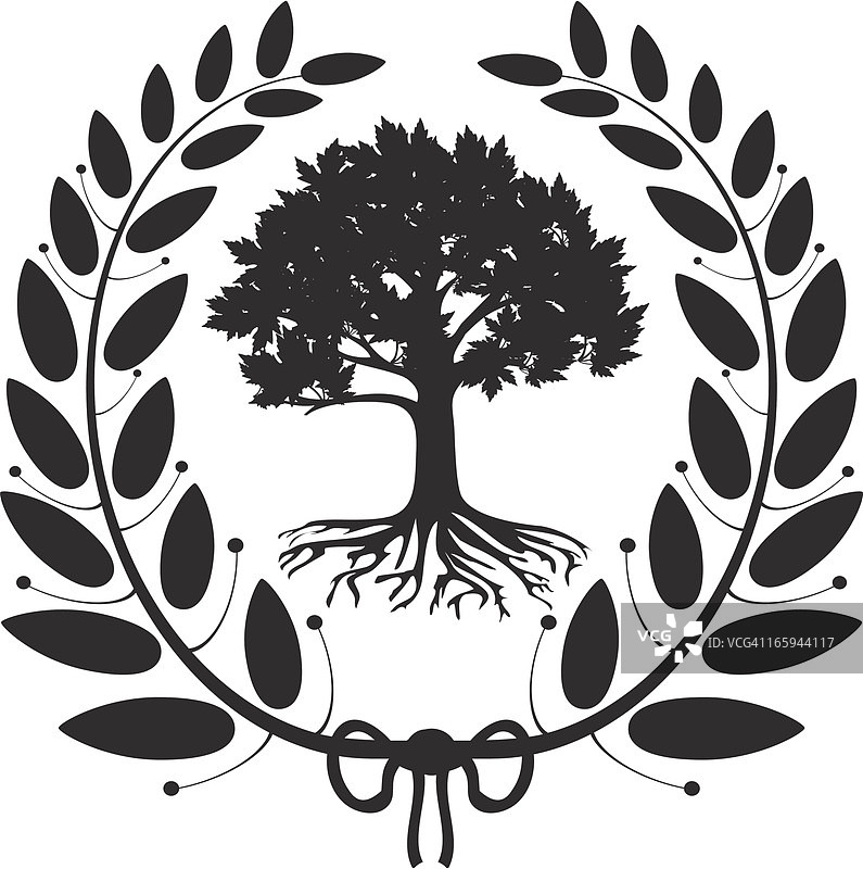 带月桂花环的树图片素材