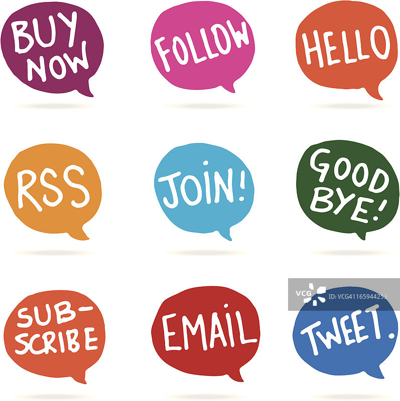 手绘文本对话气泡图标图片素材
