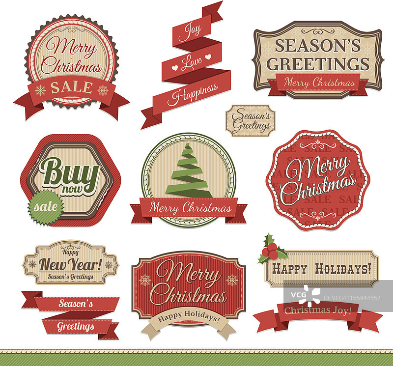 圣诞节徽章套装图片素材