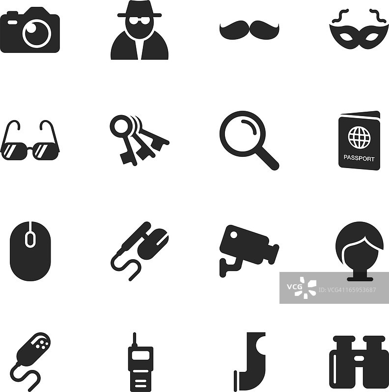 间谍剪影图标图片素材