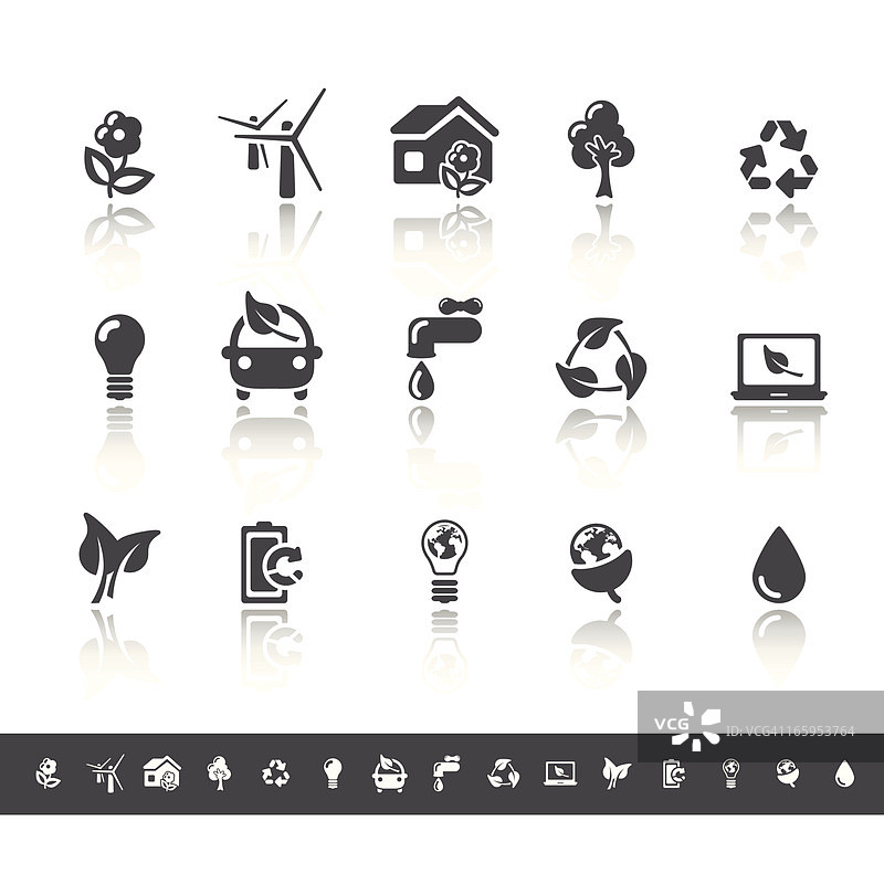 生态与绿色环境图标 | 简约灰色图片素材