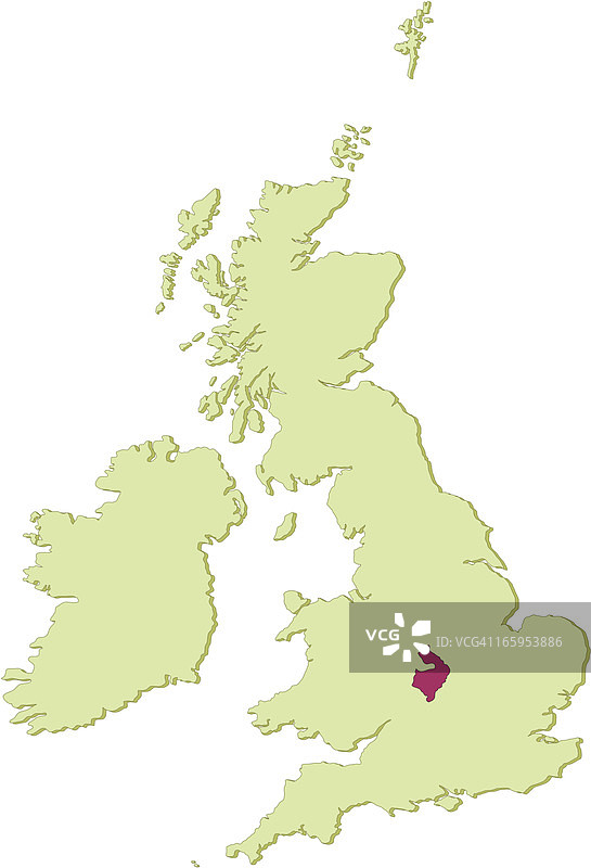 英国沃里克郡地图图片素材