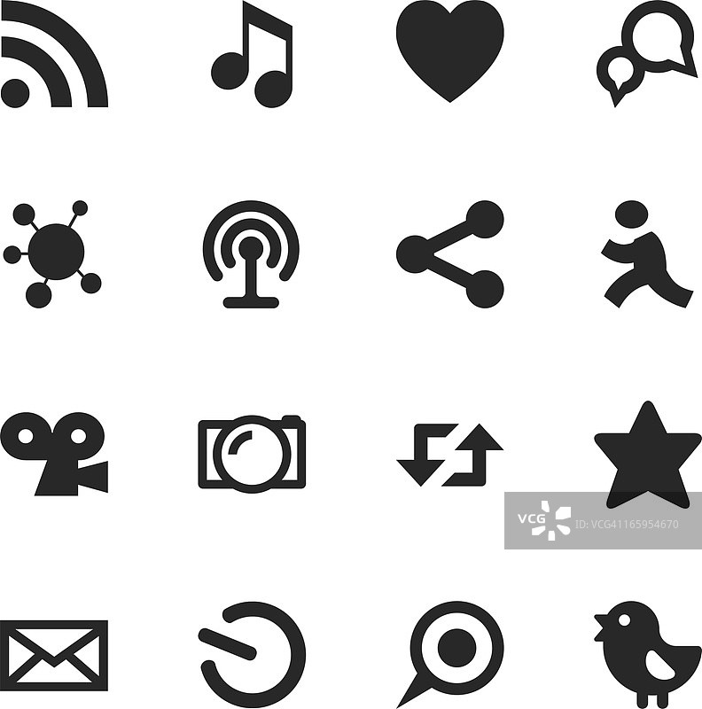 社交媒体剪影图标图片素材