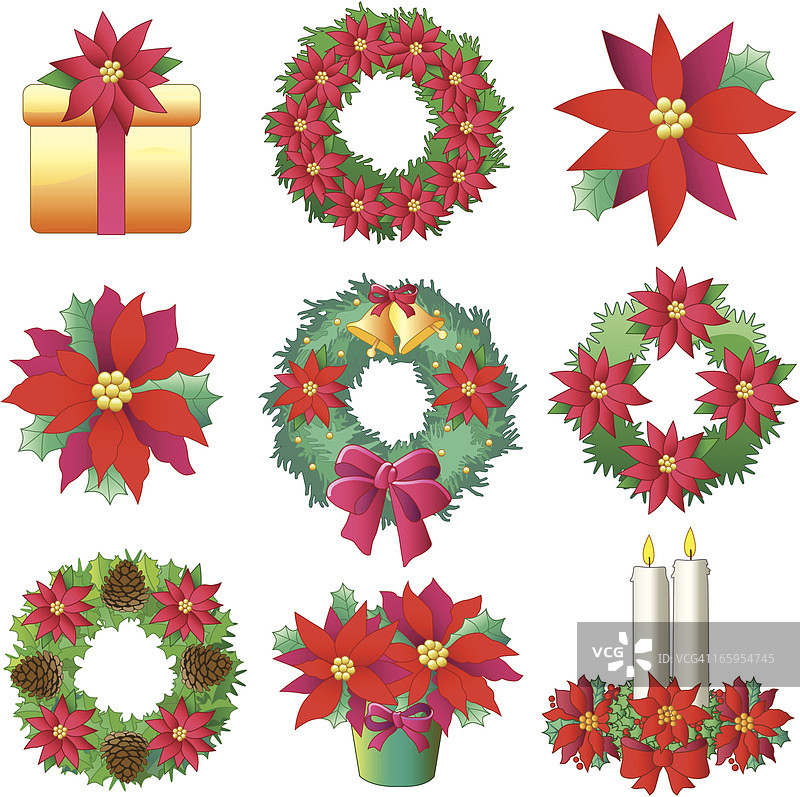 圣诞节一品红装饰图片素材