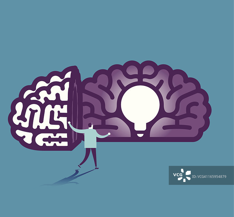 大脑中的灯泡矢量图图片素材