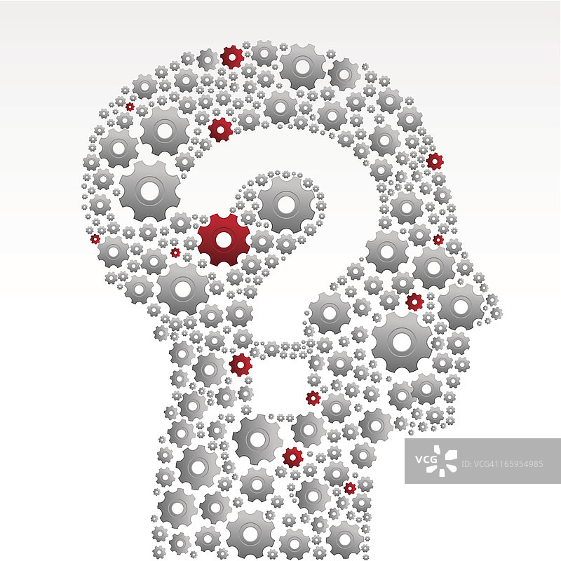 带问号的齿轮头部图片素材