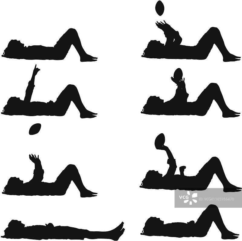 玩美式橄榄球的男子剪影图片素材