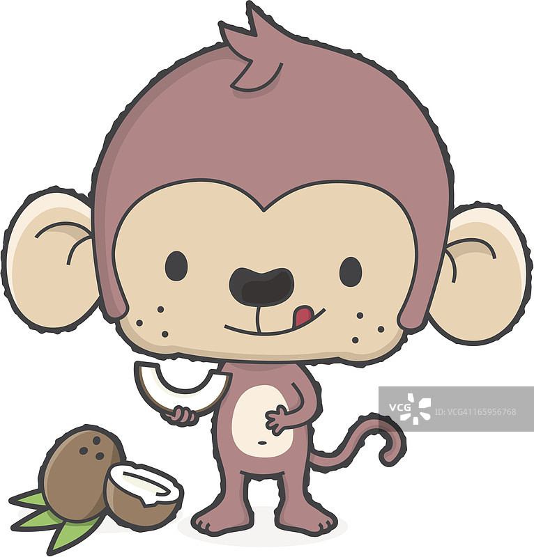 卡通猴子与甜椰子图片素材