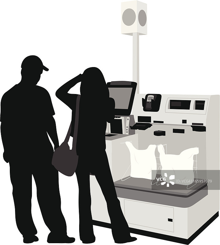 食品杂货情侣矢量剪影图片素材