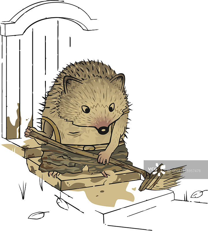 刺猬打扫楼梯图片素材