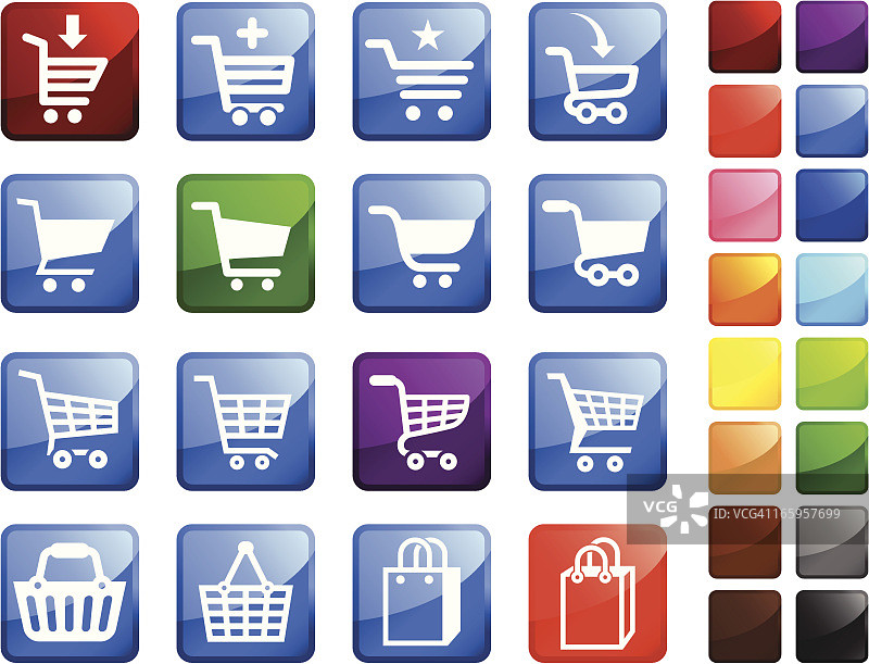 购物车免版税矢量艺术矢量图标贴纸套装图片素材