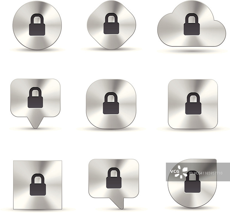 安全金属拉丝图标集图片素材