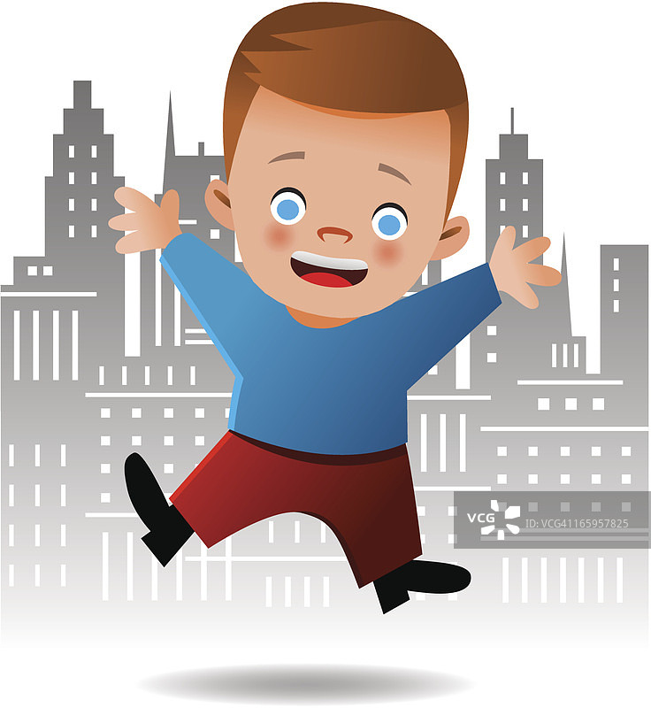 在城市中跳跃的男孩图片素材