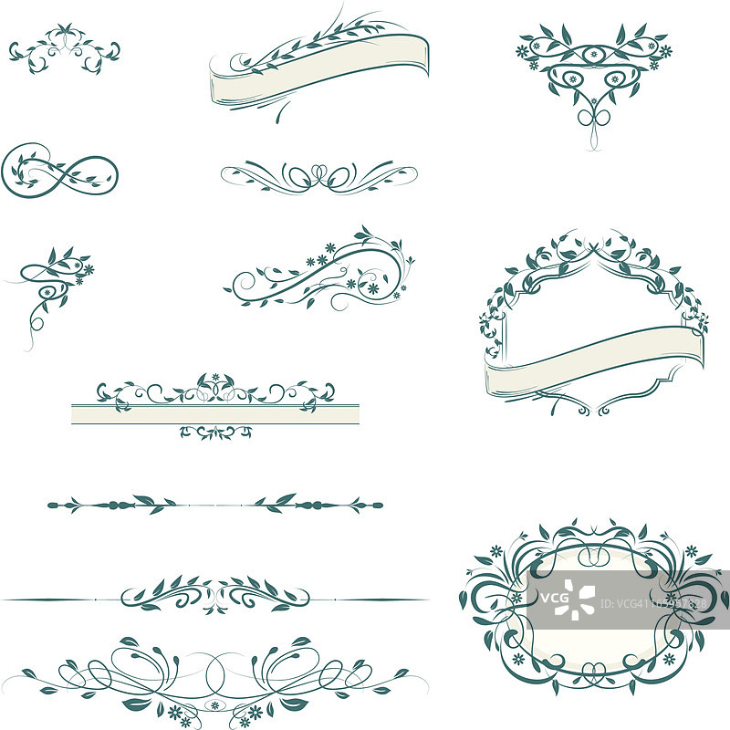 书法花饰和框架图片素材