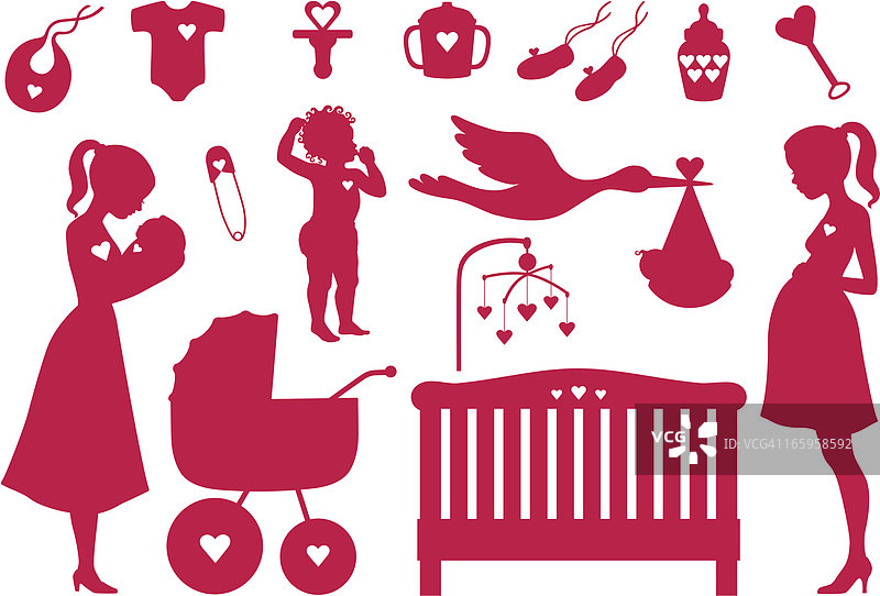 心形主题婴儿剪影图片素材