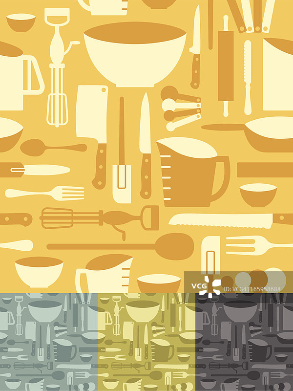 无缝厨房用具背景图片素材