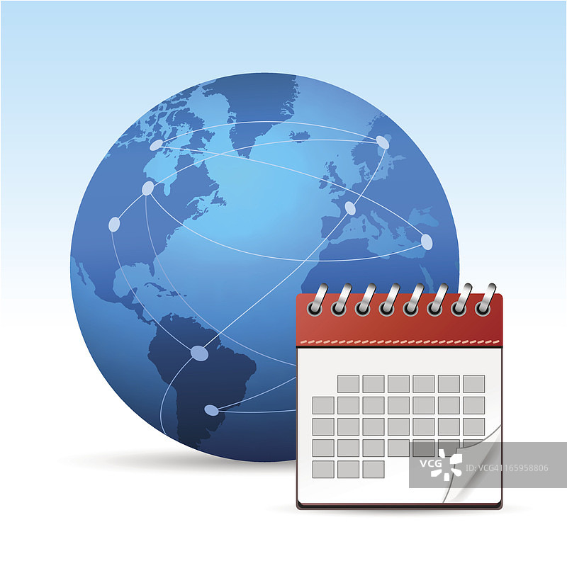 带有日历的地球插画图片素材