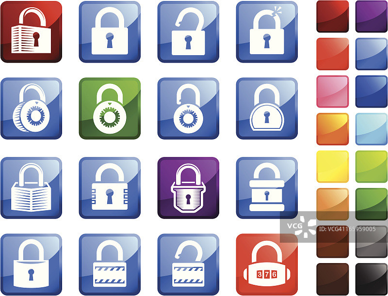 锁免版税矢量图标集贴纸图片素材